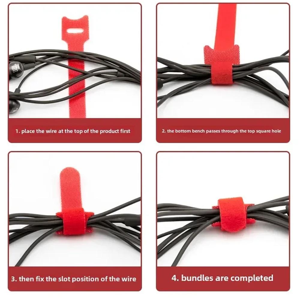 50Pcs Releasable Cable Ties 15cm/20cm Nylon Hook Loop Straps Wire Organizer Fastening Bandage for Plastics Bundle Wrap Zip