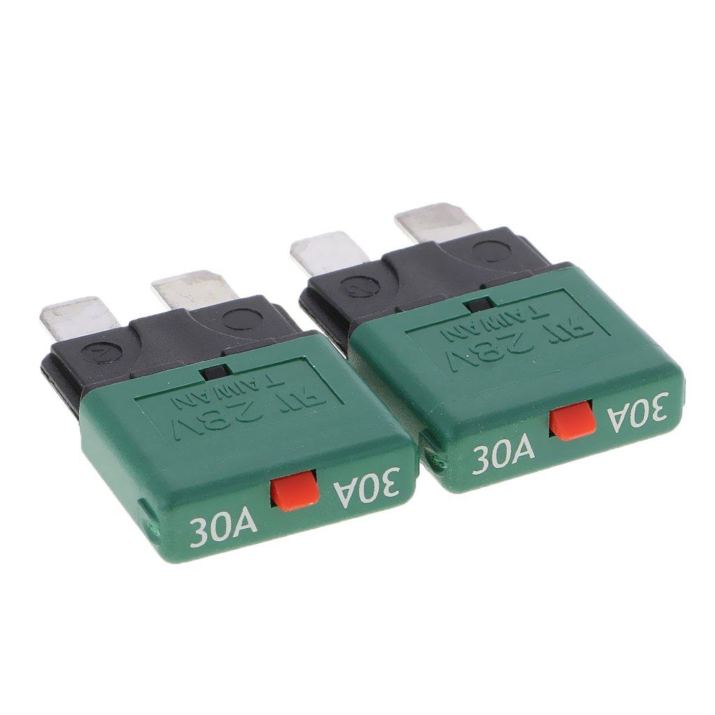perfk 2 Sets Waterproof Auto Reset Mini ATM Circuit Breaker Fuse Replacement, 30A