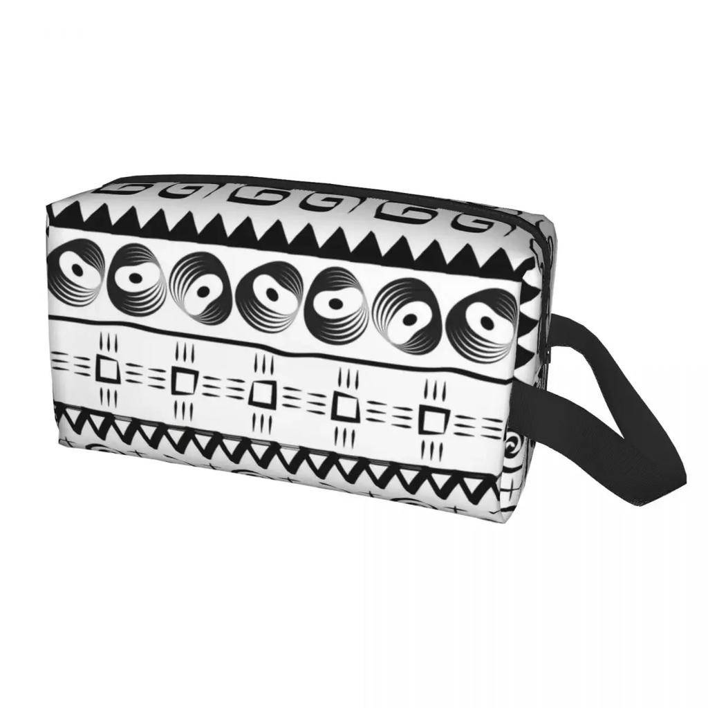 Custom Traditional African Ethnic Tribal Ankara Geometric Cosmetic Bag Large Capacity Makeup Case Beauty Storage Toiletry Bags