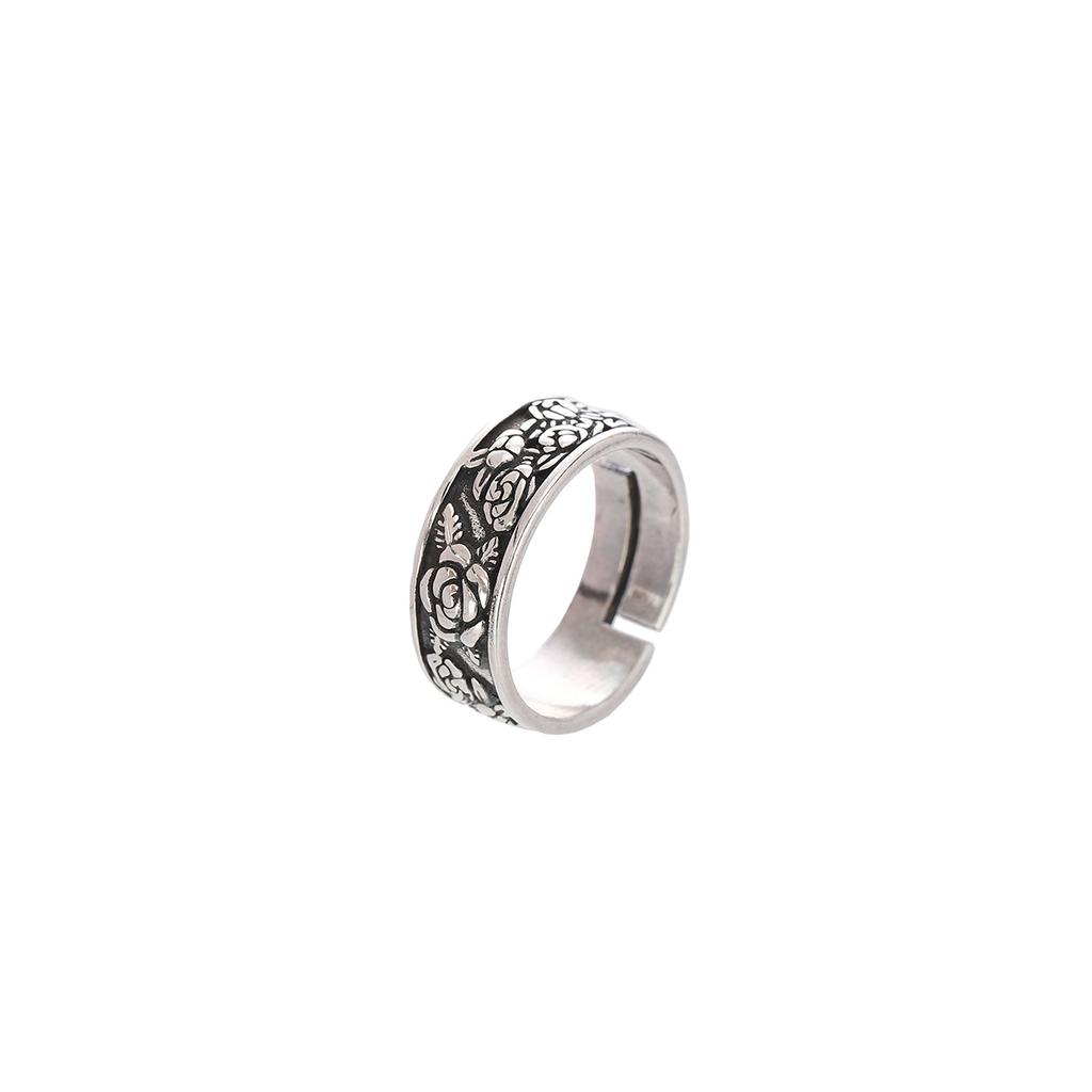 Vintage rose ring that does not fade, retro fashion trend, adjustable open ring for couples, high-end versatile accessory
