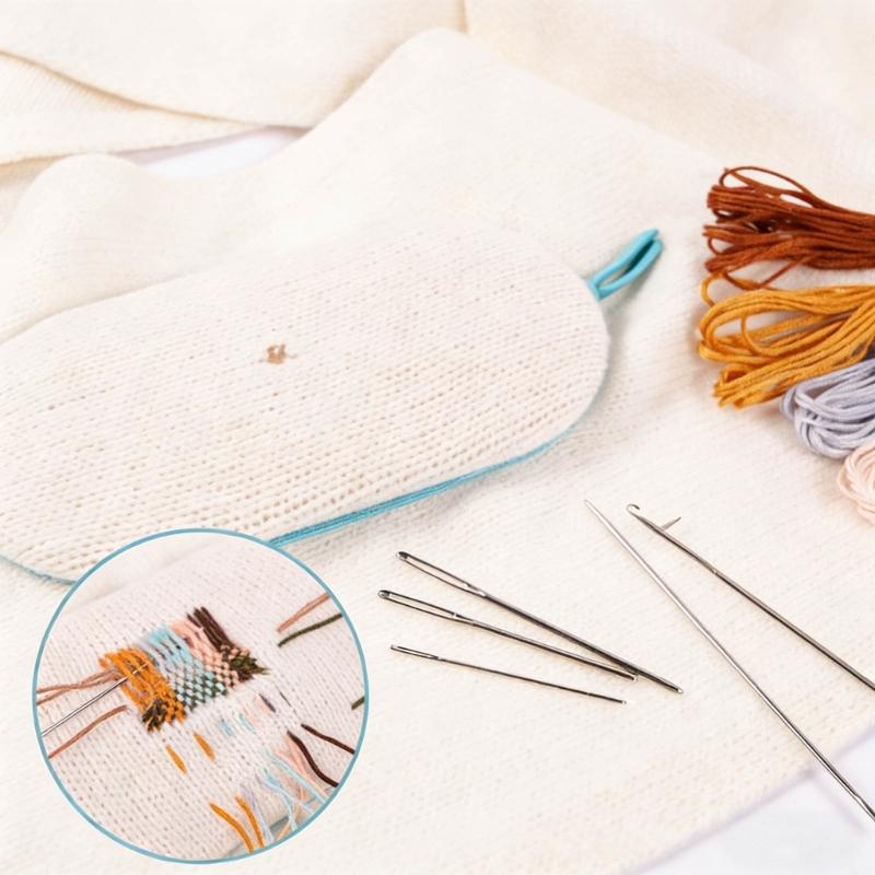 Elliptical Wooden Darning Tool Wood Mending Darning Tool Set With Large Eye Knitting Needle for Mending Socks Sweaters