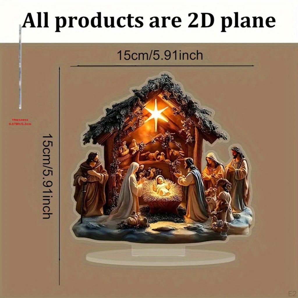 2D Jesus Geburt Deko Tischmittelstück mit Sockel Religiöses Geschenk Kunsthandwerk Weihnachten Krippenszene
