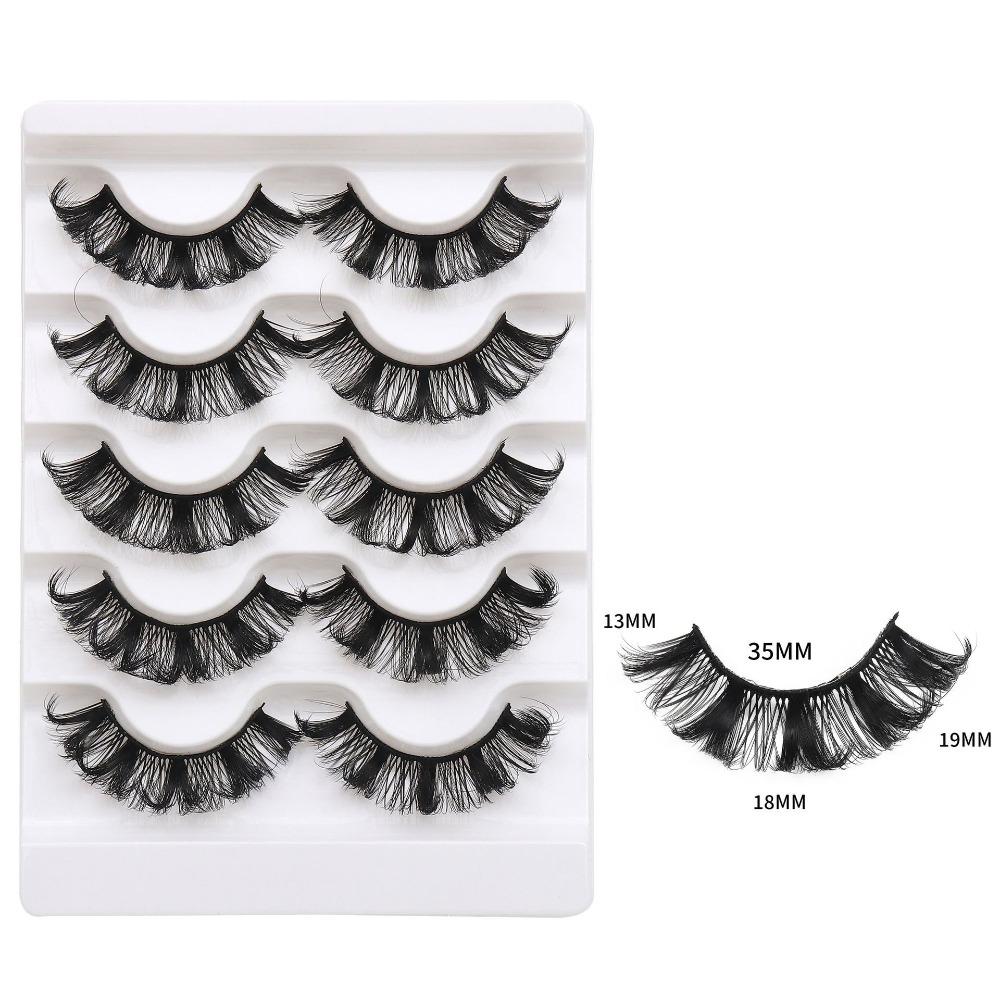 5Pairs Dense Fluffy False Eyelashes Lashes Extension D Curled Eyelashes  Grafting Lashes