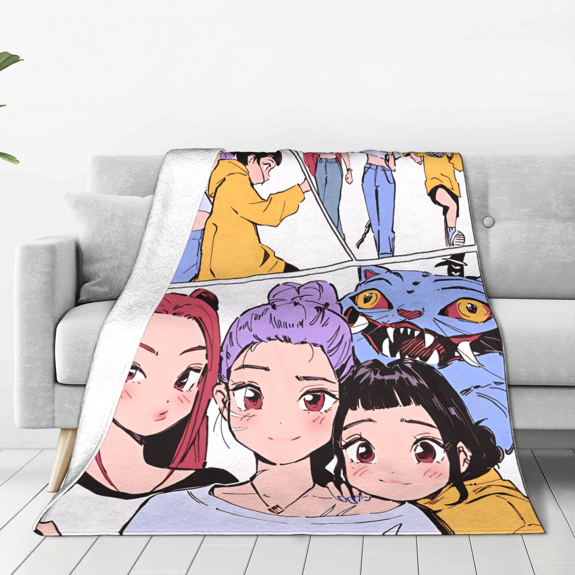 

Kpop Мисливці на Демонів Фланелева Ковдра Зимова Супер Тепла Плед для Хлопчика Дівчинки Диван Крісло Смішне Покривало Покривало для Дивана Ліжка 153x204cm