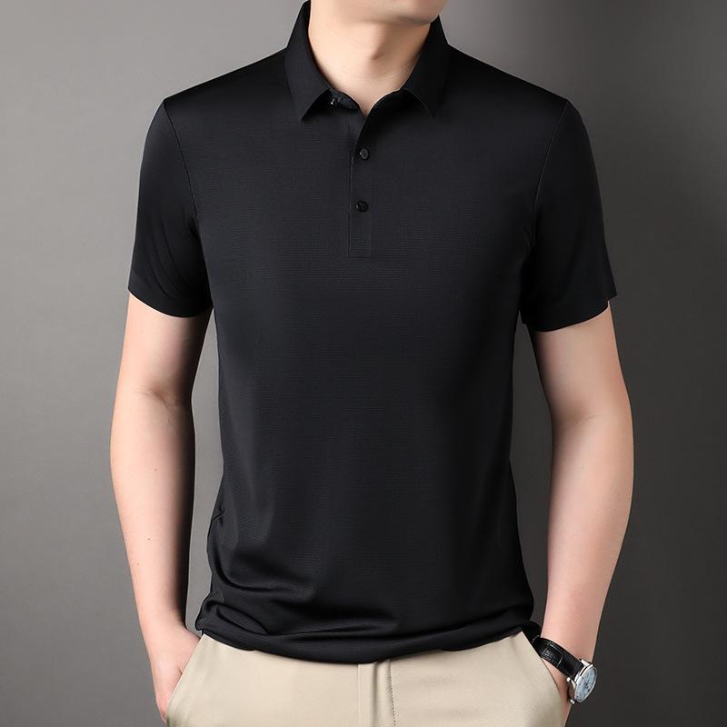 

Мужская футболка с лацканами, с коротким рукавом, средней длины и зеленая, повседневная, мужской бесшовный топ, рубашка-поло 4XL