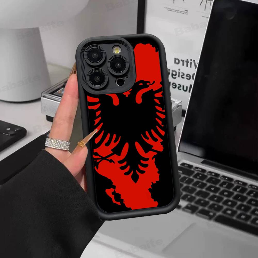 

Albanian Flag Map Phone Case For IPhone 17 16 15 14 13 12 11 Pro Max Plus Silicone Shockproof Case iPhone 14 plus