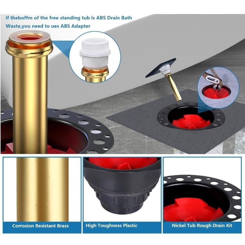 Bathtub Drain Rough Set Easy Installation Drain Systems Bath Drain Set Suitable for Freestanding Bath Installations
