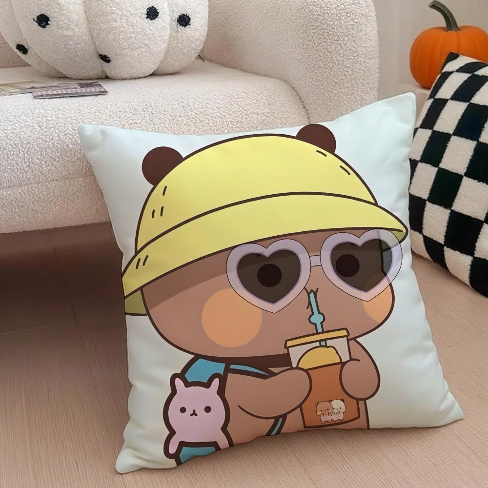 Cute Lovely B-Bubu And D-Doodle Cushion Cover Throw Pillow Cover Hidden Button Durable Polyester Chair Cushion
