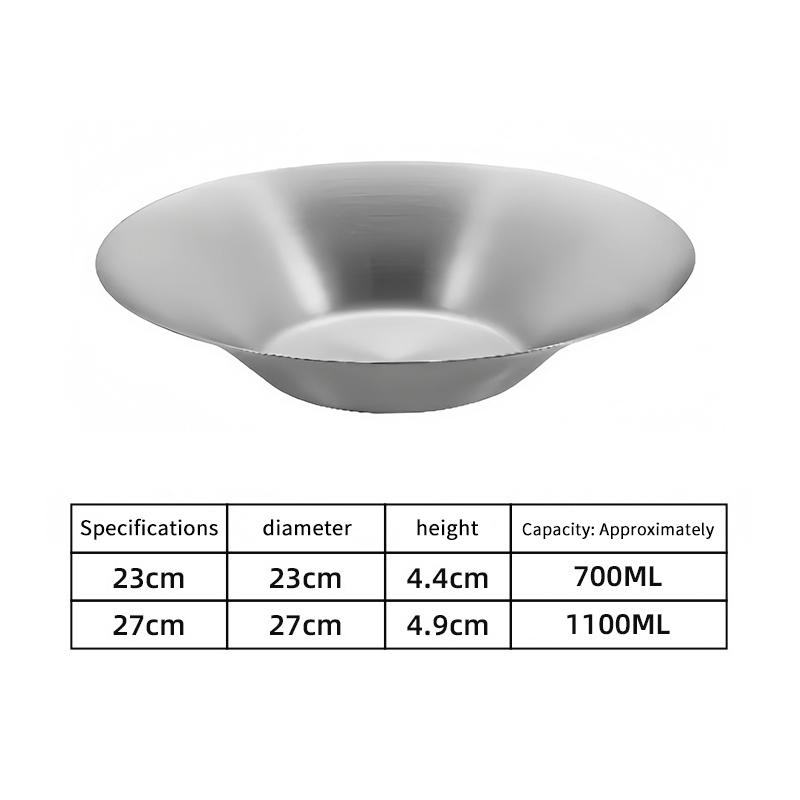 Round Fruit Bowl 23cm 27cm Stainless Steel Bowl for Salad Pasta Fruit Modern Kitchen Serving Dish Multipurpose Use