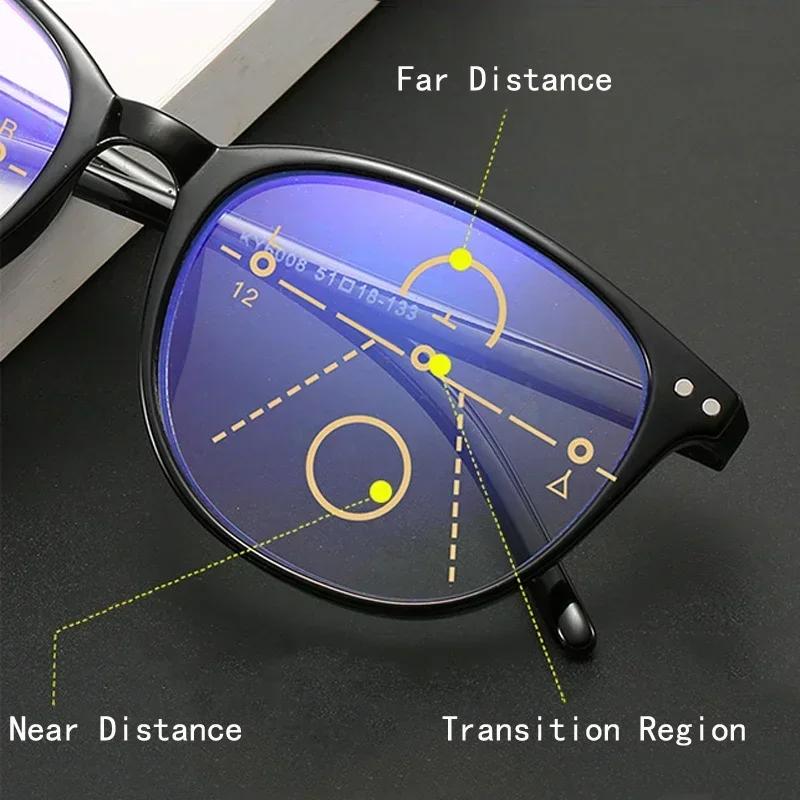 Retro Progressive Multifocal Reading Glasses Women Big Frame Anti Blue Rays Eye Protection Presbyopic Eyewear+1.0 To +4.0