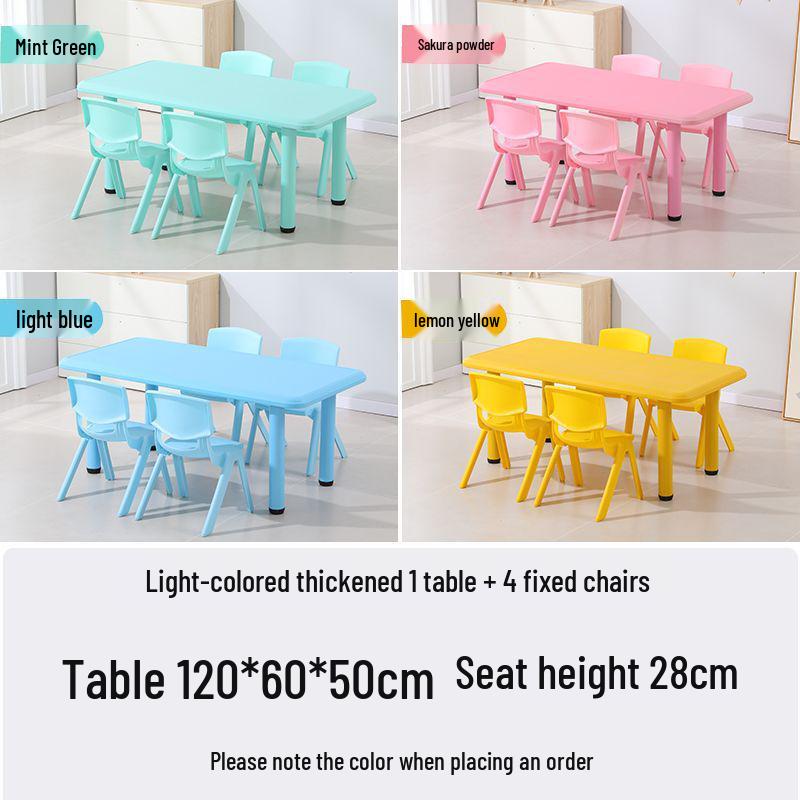 Children's Rectangular Plastic Learning Table & Chair Set with Building Block Surface