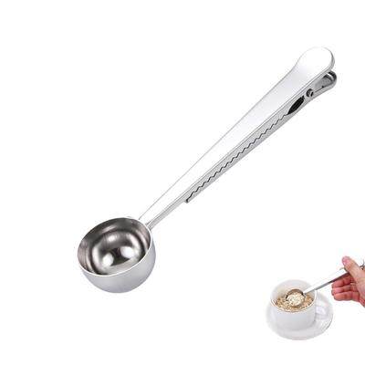 Coffee Measuring Spoon, Stainless Steel Measuring Spoon with Clip, Multifunctional Kitchen Tool for Flour, Milk Powder, Spices, Kitchen, Cafe,