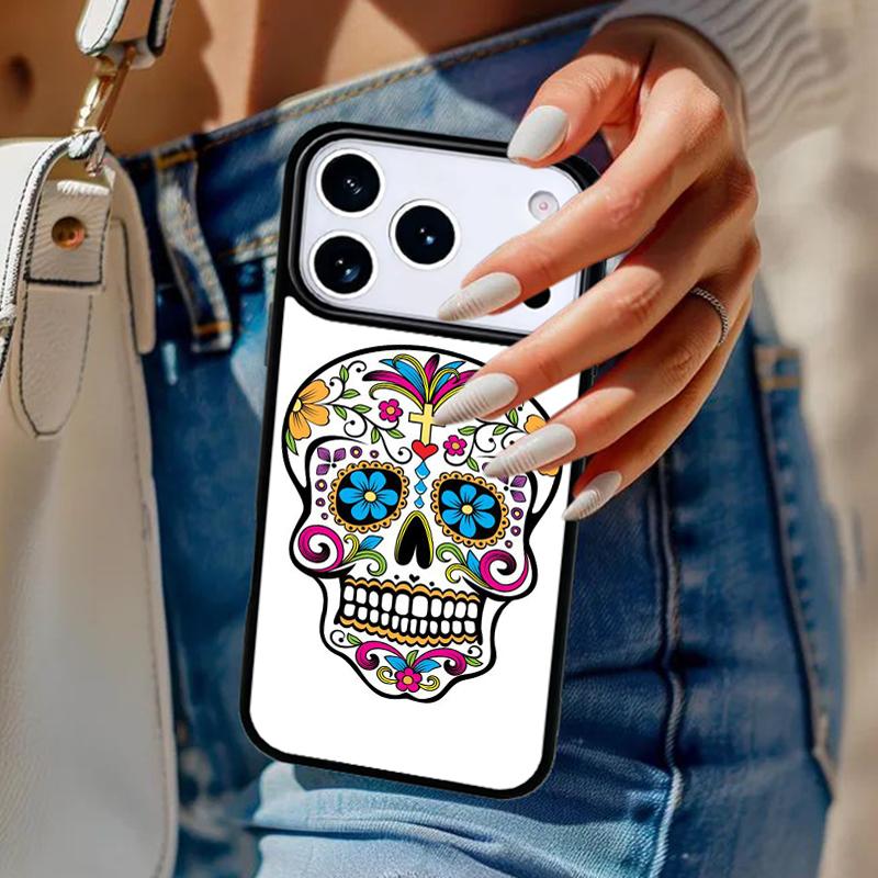 

New Floral Sugar Skull Tattooed Phone Case For iPhone 17 Air 14 15 13 12 Max Cover For Apple 16e 11 Pro Max Plus Coque iPhone 15plus