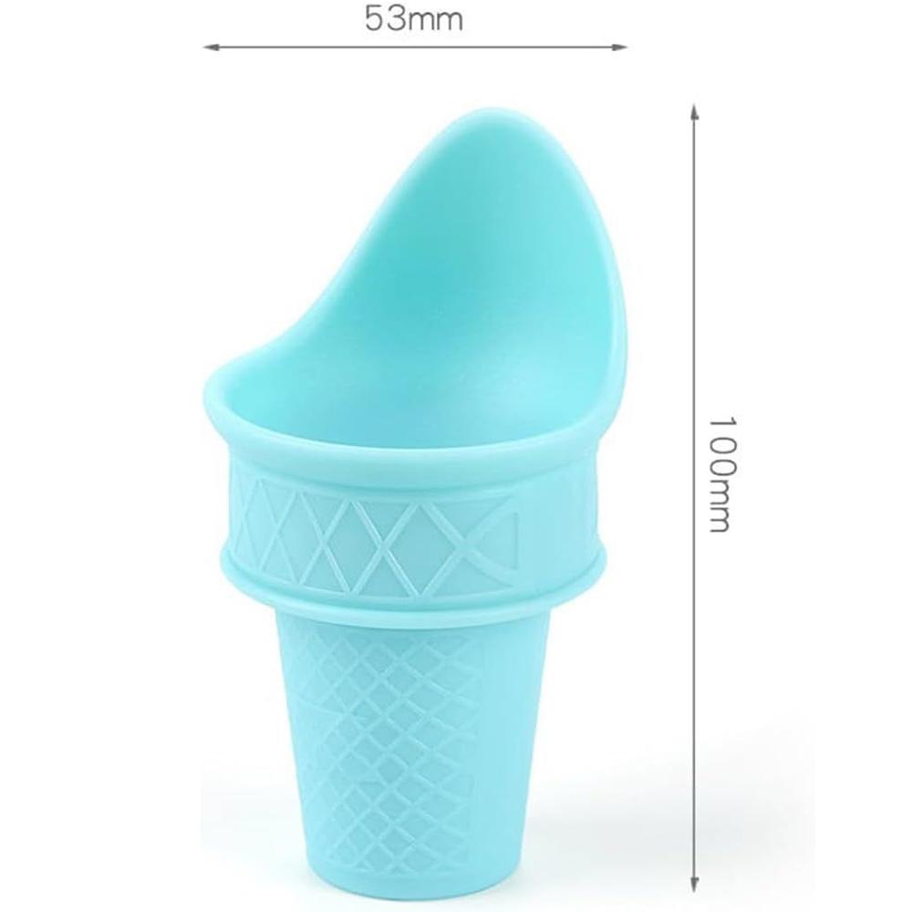 4Pcs Reusable Ice Cream Cone Scoop Holder (2× Pink + 2× Blue) For Birthday Party