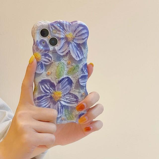 

Нескользящий мягкий чехол для телефона Ins Relif 3d Imd с цветочным рисунком для Iphone 13 12 11 Pro Max 14 Promax 11, противоударный милый чехол с фиолетовым цветком For iphone 14pro