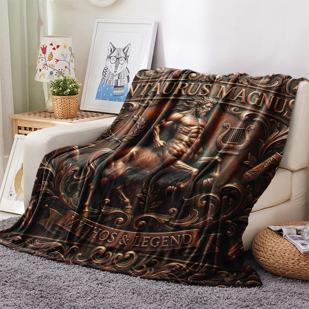 1Pc Centaur Print Flannel Blanket, High quality Comfortable for All Seasons, Home Decor, Warmth and Comfort, Perfect for Christmas Gifts