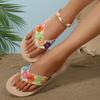 Fashion Women's Colorful Flower Decor Flat Flip Flops Fashion Clip Toe Summer Slippers for Women 2025 Comfort Non Slip Beach Shoes Woman