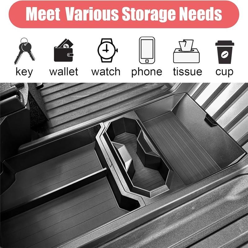 Ac29-2024 2025 For Tesla Cybertruck Lower Center Console Organizer Tray With Cup Holder Storage Box Interior Accessories