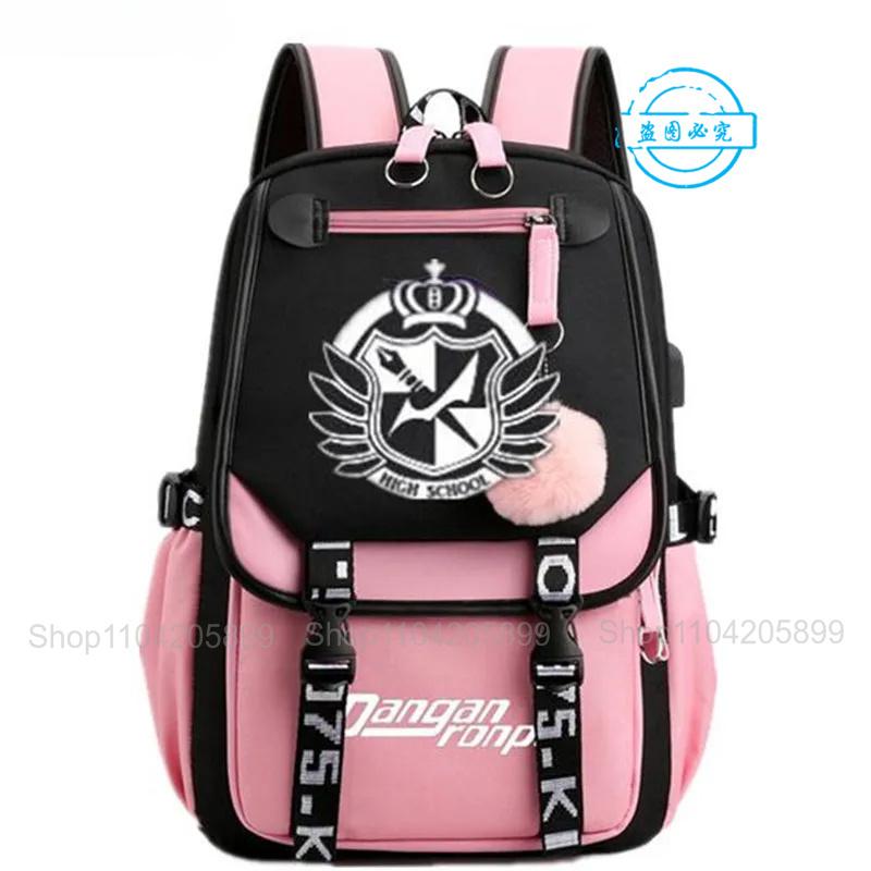 Zaino Danganronpa Anime Mochila Cartella Scolastica Studente Porta USB Borse da Viaggio Laptop Messenger Bag Grande Casual Regalo