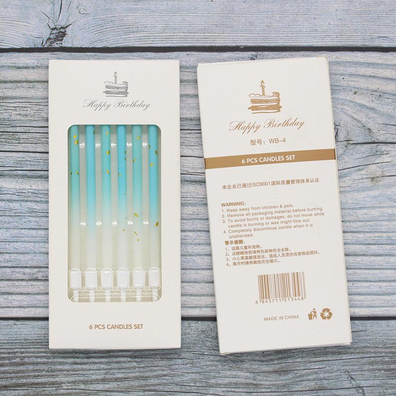 

New INS Blue-pink Gradient Sprinkled Gold Candle Romantic Party Decoration Creative Pencil Long Pole Atmosphere Candle Gradually change blue gold candle