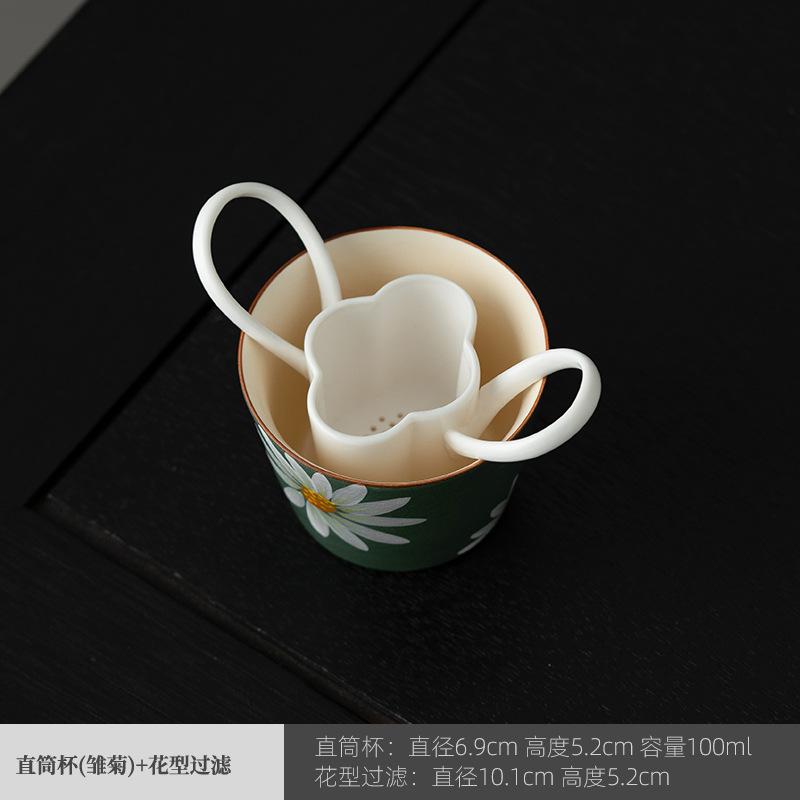 Flower Tea Infuser Hand Painted Ceramic Tea Strainer for Women Tea Lovers