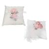 Mini Wedding Pillow Flower Decorative Wedding Engagement Display Bearer Pillow for Ceremony Proposal