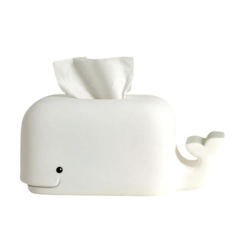 

Large Capacity Silicone Tissue Box Cover Whale Shaped Napkin Dispenser Elegant Tissue Holder with Detachable Bottom белый