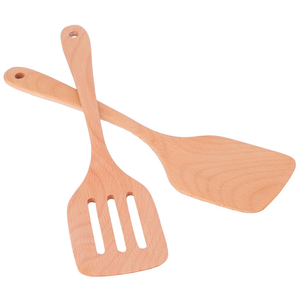 2Pcs Wooden Spatula Set Environmentally NoStick High Temperature Resistant Flat Spatula for Home