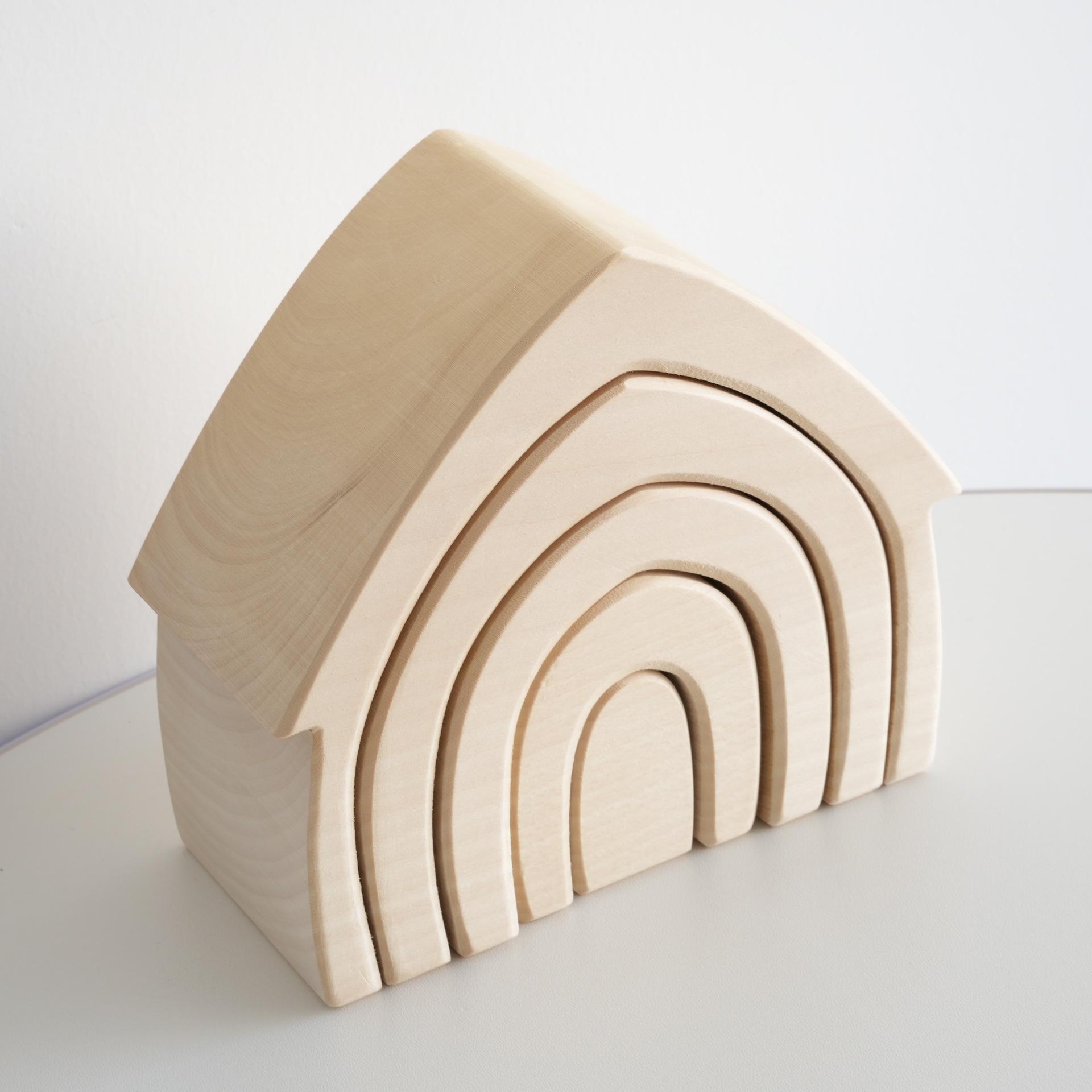 Montessori Wooden Linden House: Early Education Building Blocks for Children
