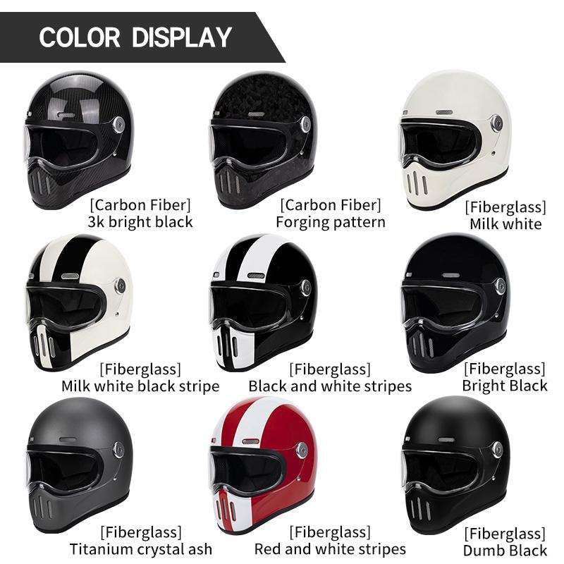 New Fashion Retro Motorcycle Helmets Fiberglass Shell Vintage Cafe Racer Fiber Glass Full Helmet for Motocross Scooter