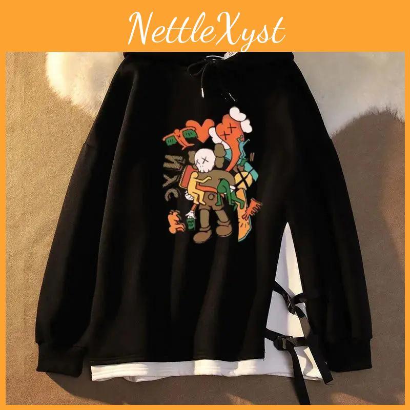 Size Sweater Large Womens Padded Fall And Winter Warm Fake Two Pieces Cartoon Hooded Sweater Casual Sports Versatile Pullover Tops