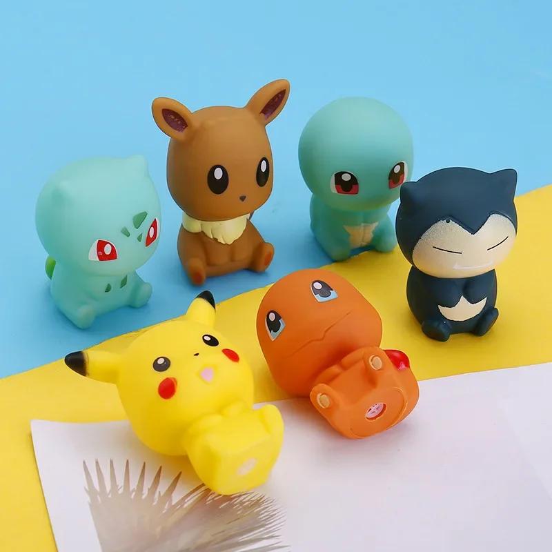 6Pcs Cartoon Anime  Figures Bath Shower Play Kawaii Water Bath Toys for pikachu Sprinkling Shower Swimming Toys