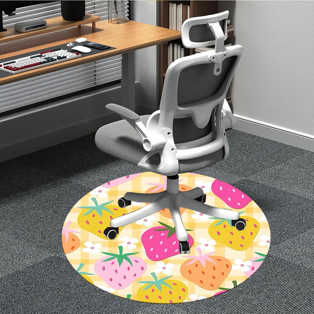 

1PC Strawberry Pattern, Office Round Rug, Non slip, Soft and Durable Office Rug for Interior Decoration, Perfect for Office 80cm