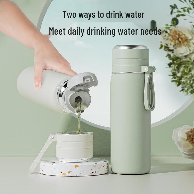 ZETAI 600ml Stainless Steel Thermos Water Bottle with Tea Infuser