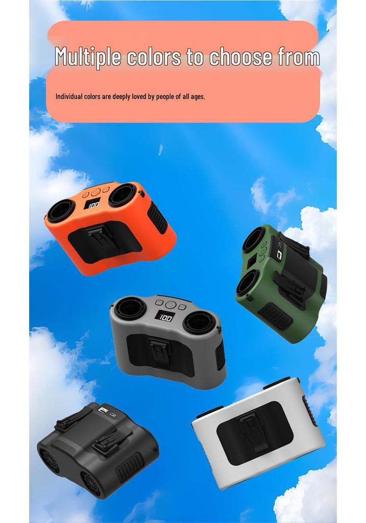 26 New Portable Dual-Barrel USB Waist Fan with Large Capacity for Outdoor Cooling