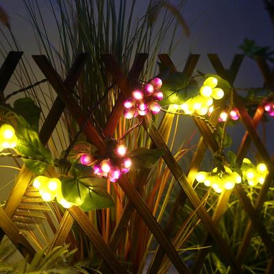 Solar Grape Vine String Lights 80 LED Grape Lamp Fruit String Lights For Curtain Garden Yard Patio Holiday Decoration Waterproof