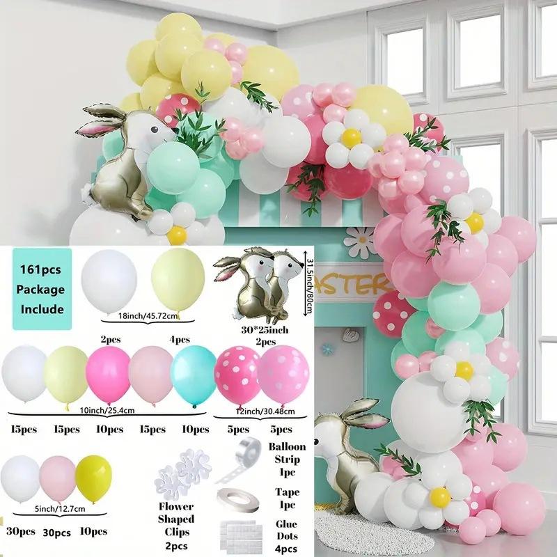 Easter Balloon Wreath Arched Rabbit Theme Party Background Arrangement Scene Decoration Colorful Latex Cross