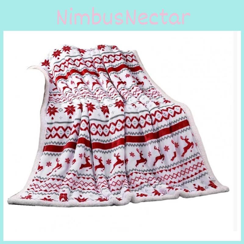 Reindeer Plush Throw Blanket With Cartoon Design For Family Room Use