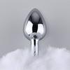 Stainless Steel Anal Plugs with Bunny Tail Tapered Faux Fur Silicone-Free Butt Plugs for Beginners Comfortable