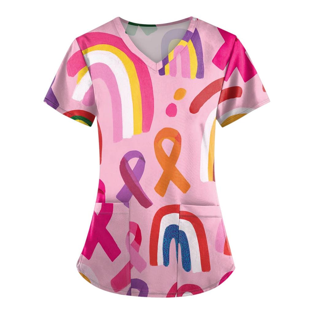 Moda para Mujer Monos de Manga Corta con Cuello en V con Bolsillos Tops Estampados Ropa