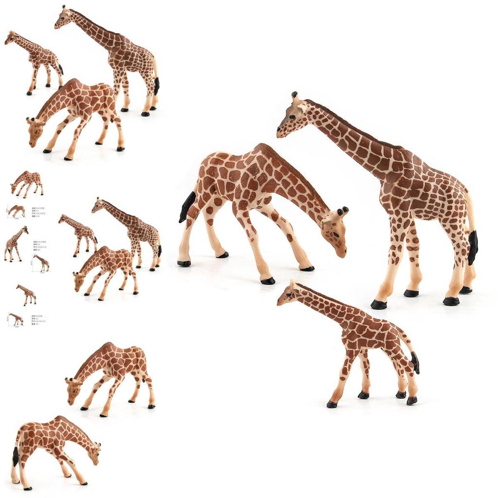 Realistic Pvc Giraffe Family Models For Collectors And Decor Featuring Three Unique Styles