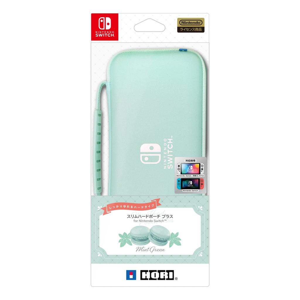 Lizenzierte Slim Hard Pouch Plus für Nintendo Mintgrün mit sowohl Nintendo Switch Organic EL-Modell als auch Nintendo [Nintendo-Produkt] Switch™ [Kompatibel