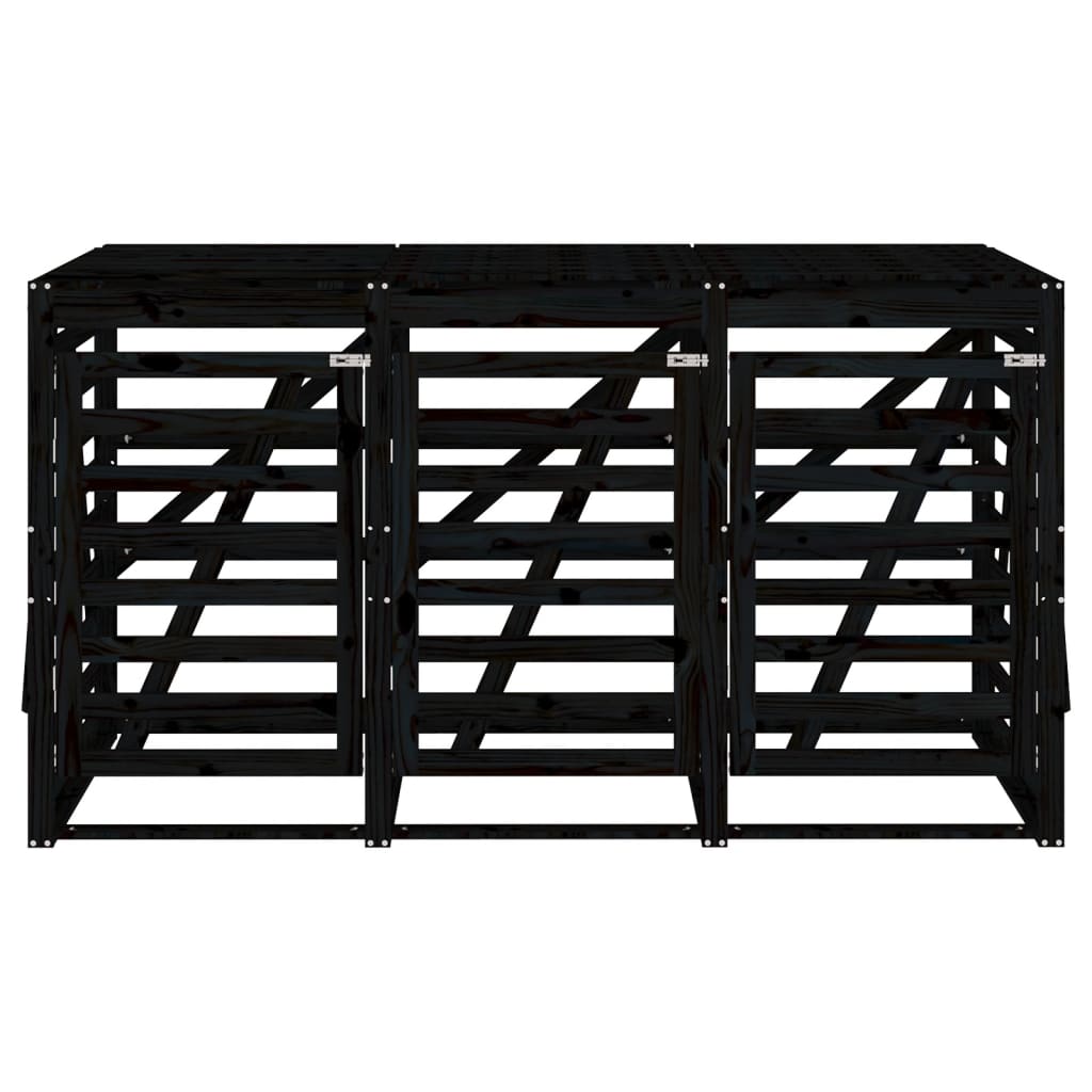 3 Ton Waste Bin Enclosure in Black Solid Pine Wood