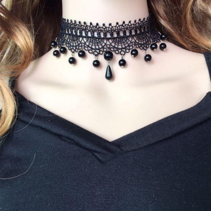 Koreanische Mode Samt Halsband Halskette für Frauen Vintage Sexy Spitze Halskette mit Anhänger Gothic Mädchen Hals Schmuck Zubehör