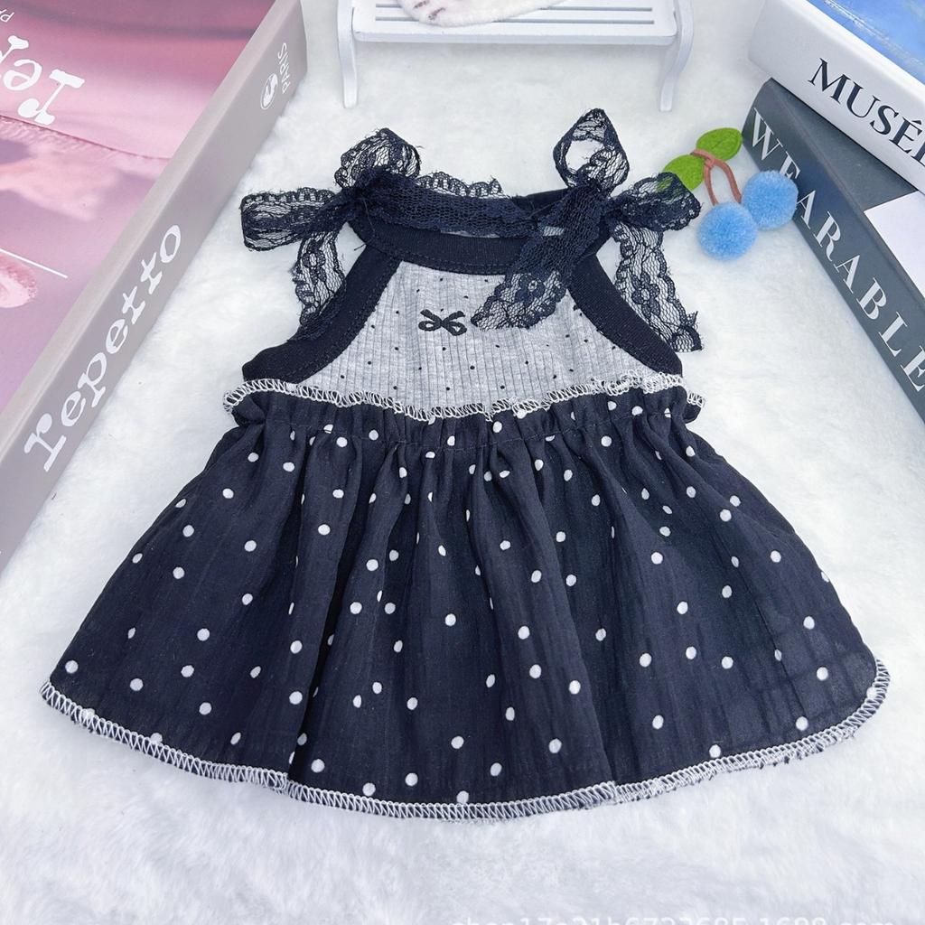 Pet Spring and Summer Sleeveless Vest Dog Polka Dot Skirt Lace Bow Teddy Top Dog Clothes for Small Dogs Puppy