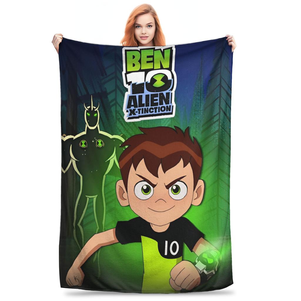 Ben 10 Obcy Ben Tennyson Omnitrix Gra Koc Miękki Ciepły Koc Kładziony Flanelowy Dekoracja na Lato Klimatyzację Pościel
