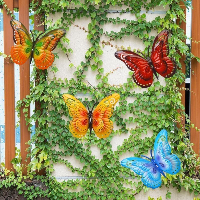 Cure Butterfly Iron Art Metal Butterfly 3D Wall Decors Modern Home Garden Courtyard Decoration Sculpture Butterfly Art 8 Colors