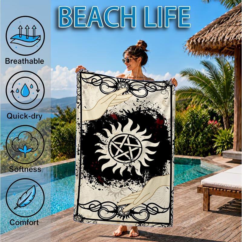 Natural Symbolism Beach Towel, Microfiber Beach Towel, Perfect For Pool, Beach, Travel, Home Decor Beach Party Fan Gifts