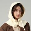 Schlichter Schal im koreanischen Stil mit integriertem Nackenschutz, warm, gestrickt, Wolle, Ohrenschutz, Schal, Mütze