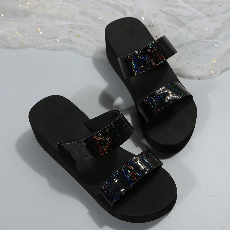 

Тапочки Летняя обувь Женские босоножки на платформе Танкетка Пляжные домашние тапочки Женские шлепанцы Тапочки из пены с эффектом памяти Sandalias De Mujer 42 чёрный